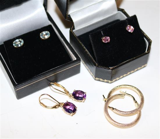 Pair gold earrings and 3 other pairs